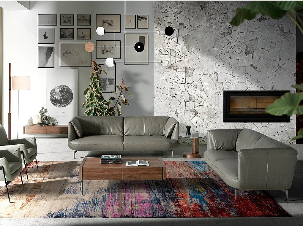 Rechthoekige salontafel walnoot en gehard glas 2050 ANGEL CERDA