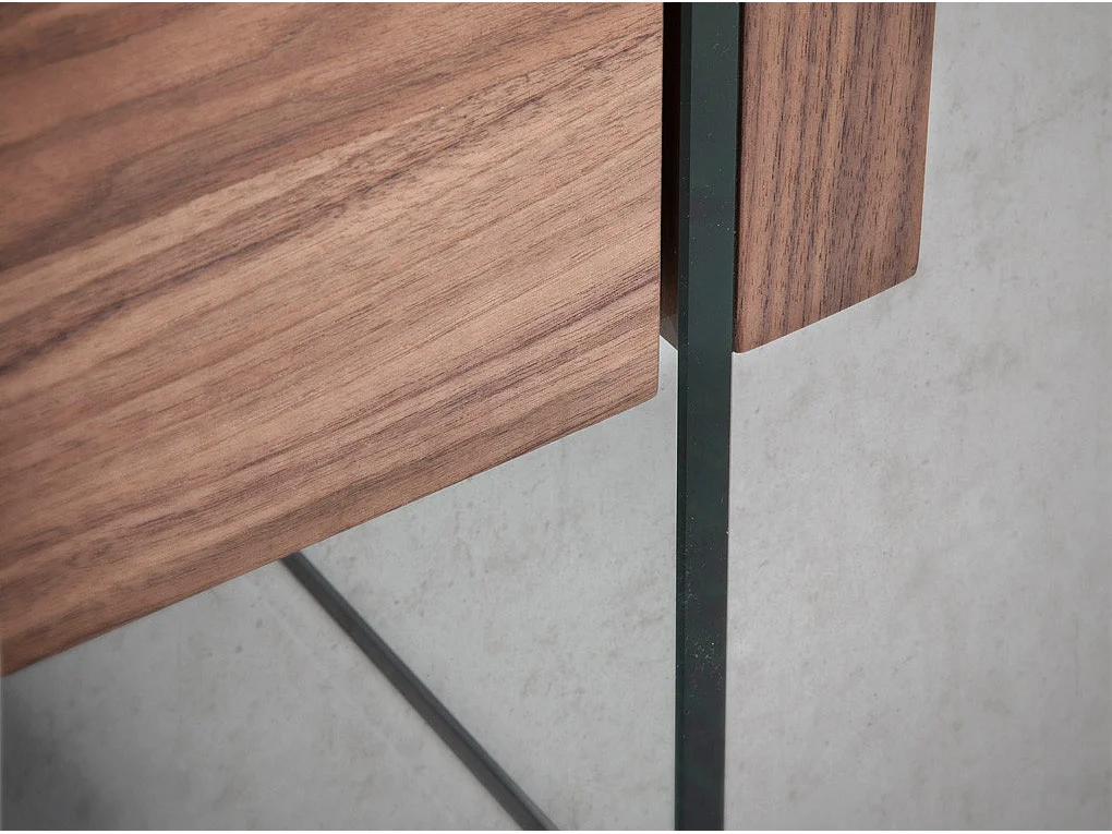 Rechthoekige salontafel walnoot en gehard glas 2050 ANGEL CERDA