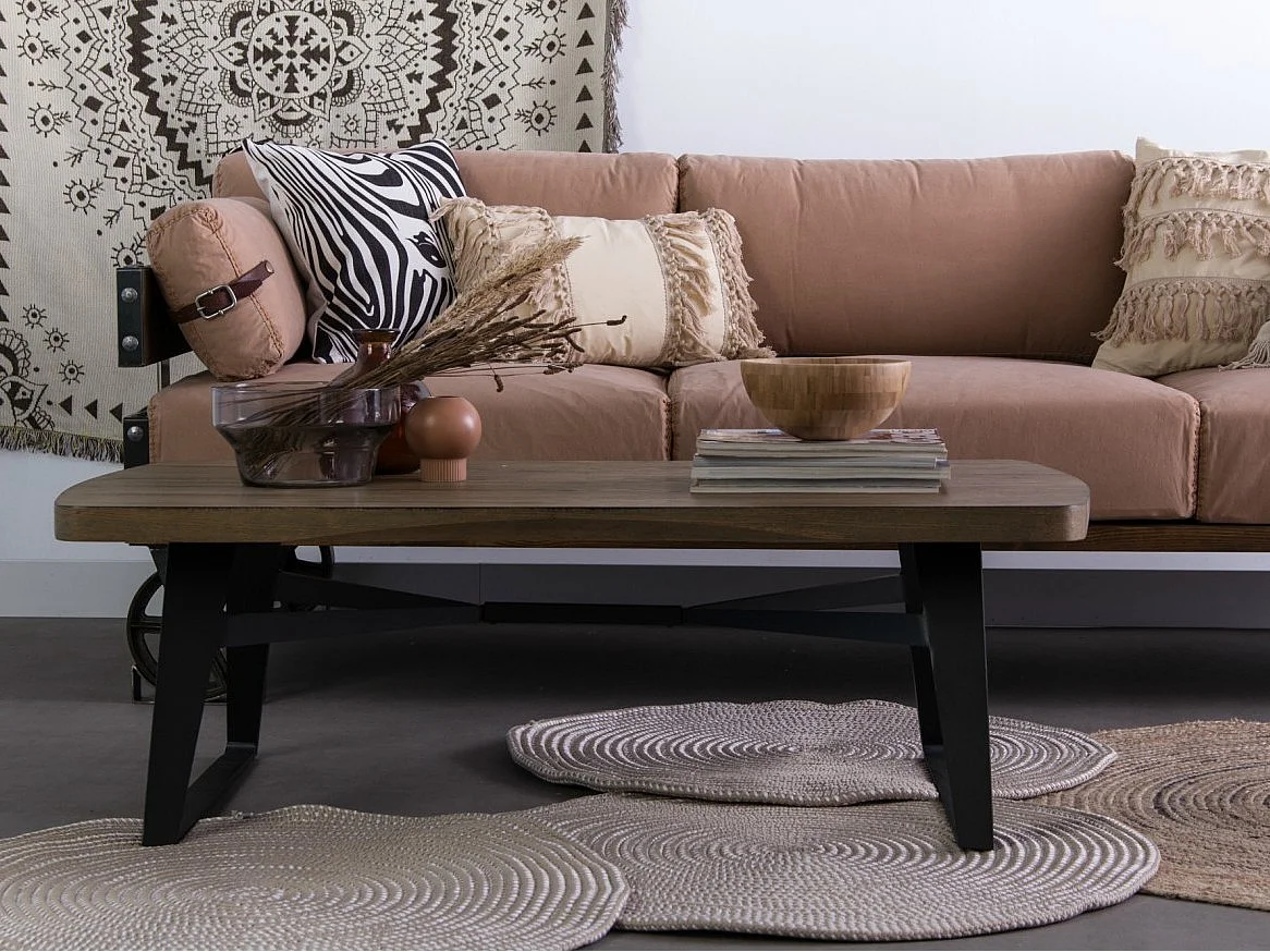 Rechthoekige salontafel walnoot en gehard glas 2050 ANGEL CERDA