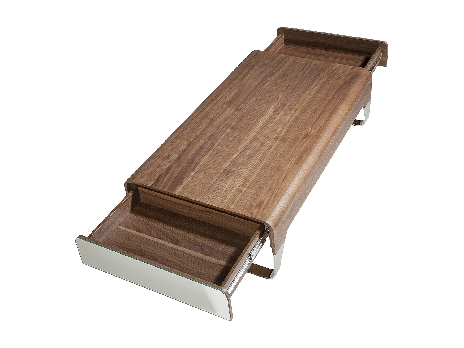 Table basse rectangulaire en noyer et acier chromé 2001 ANGEL CERDA