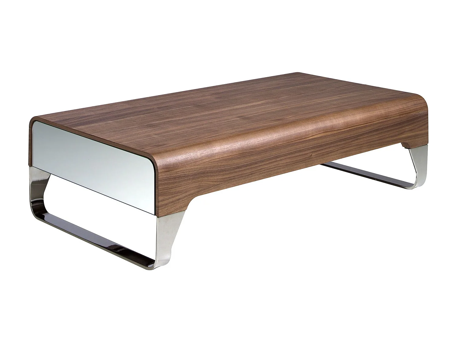 Tavolino rettangolare in noce e acciaio cromato 2001 ANGEL CERDA