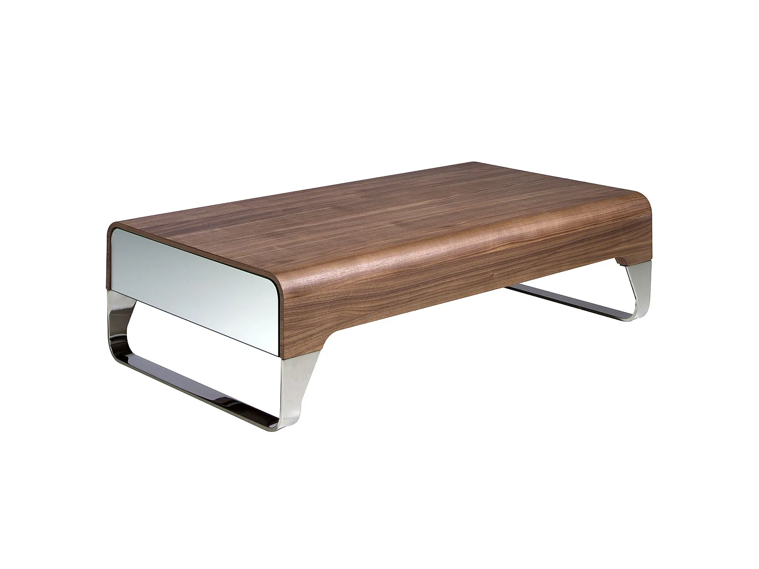 Table basse rectangulaire en noyer et acier chromé 2001 ANGEL CERDA