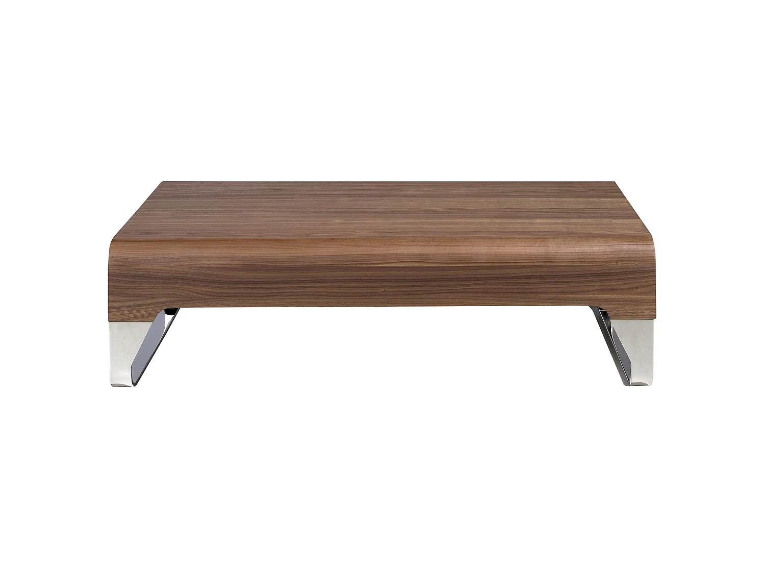 Table basse rectangulaire en noyer et acier chromé 2001 ANGEL CERDA