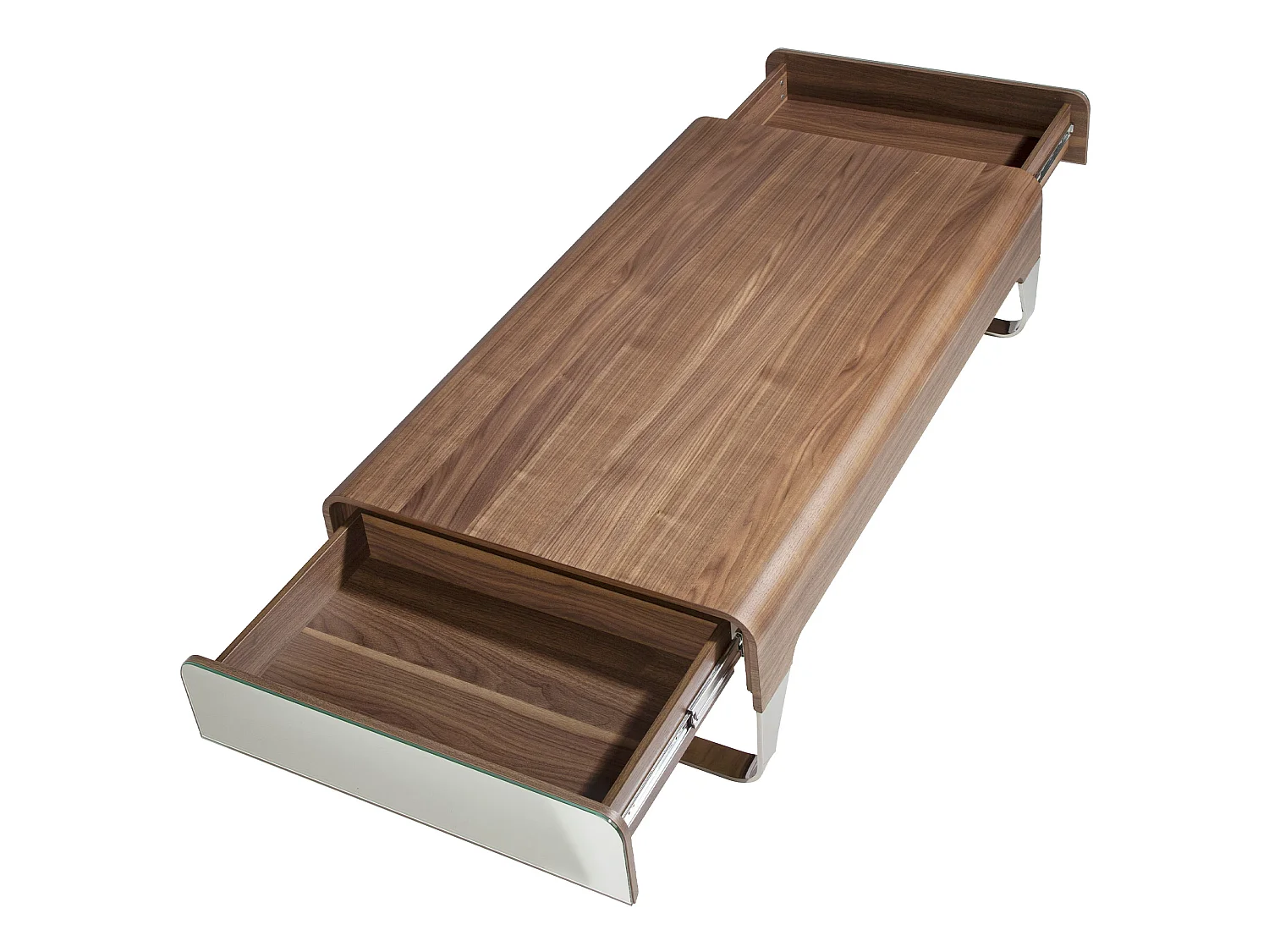 Table basse rectangulaire en noyer et acier chromé 2001 ANGEL CERDA