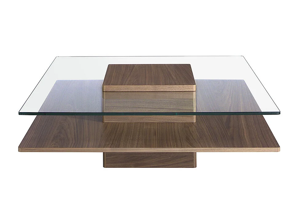 Table basse carrée en verre et noyer 2017 ANGEL CERDA