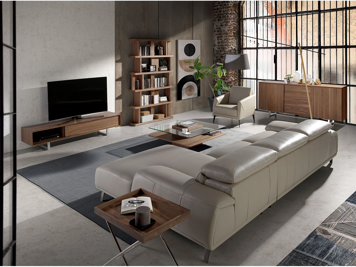 Table basse carrée en verre et noyer 2017 ANGEL CERDA