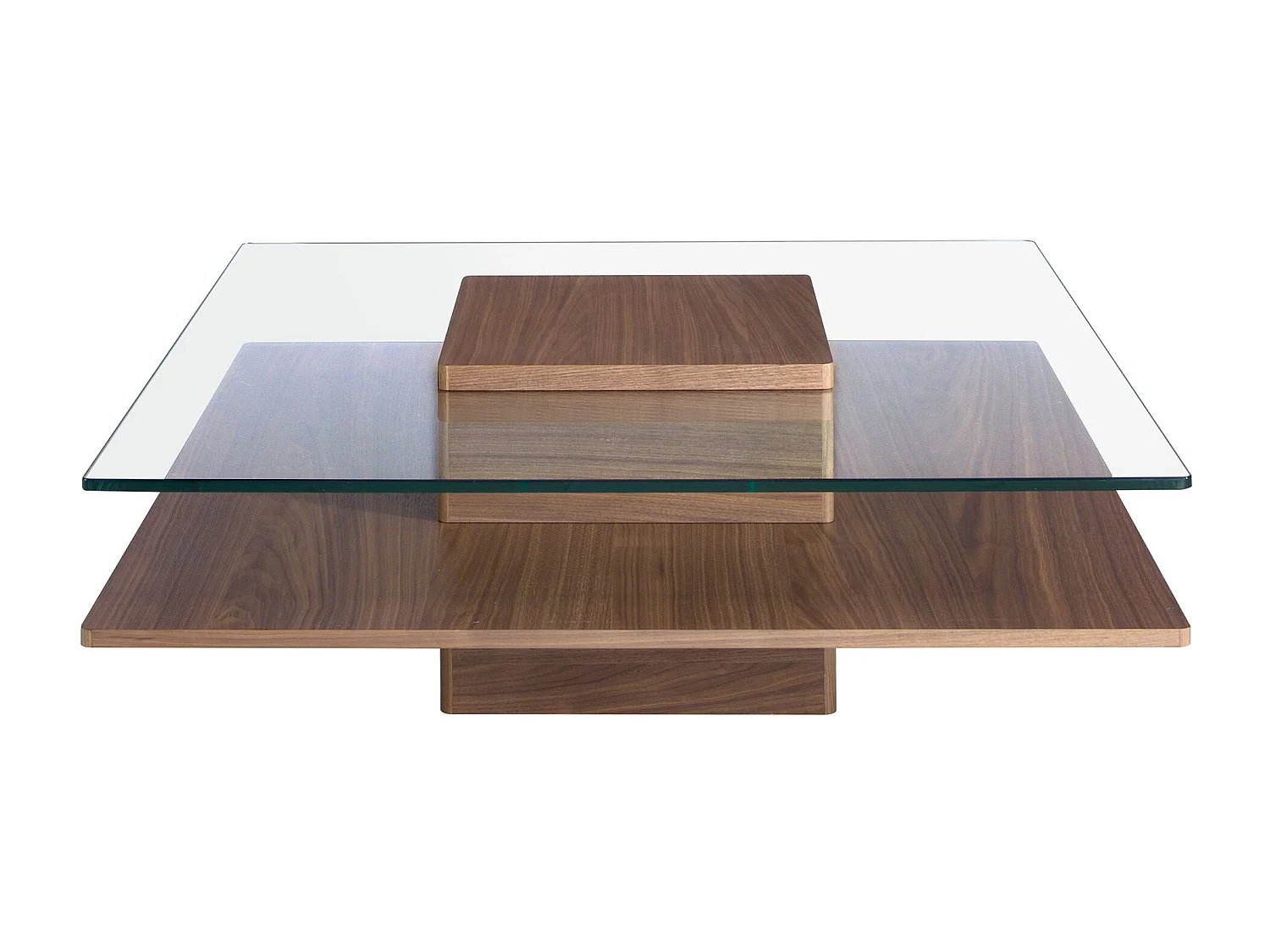 Table basse carrée en verre trempé et noyer 2017 ANGEL CERDA