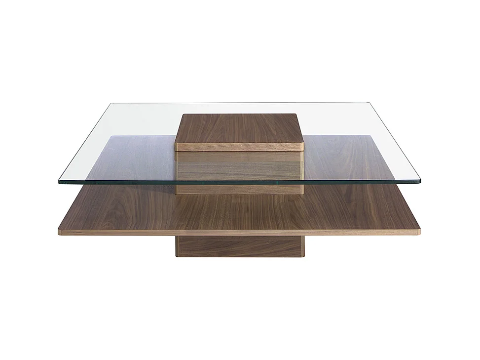 Table basse carrée en verre et noyer 2017 ANGEL CERDA