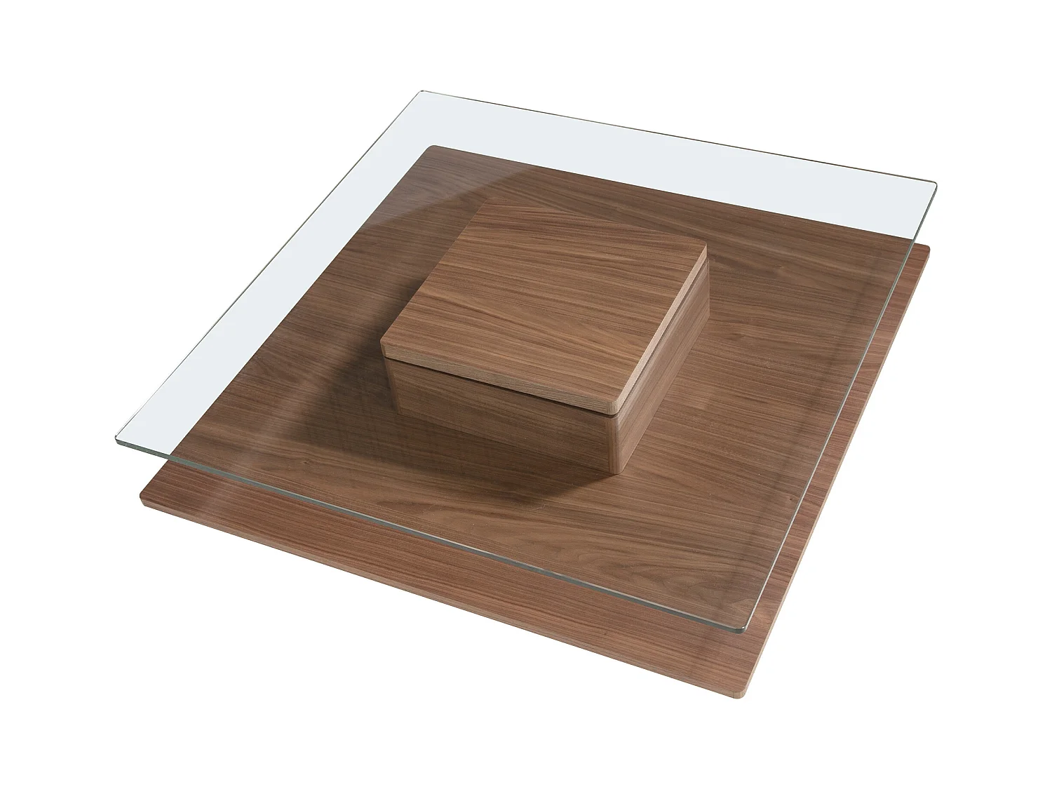 Table basse carrée en verre et noyer 2017 ANGEL CERDA