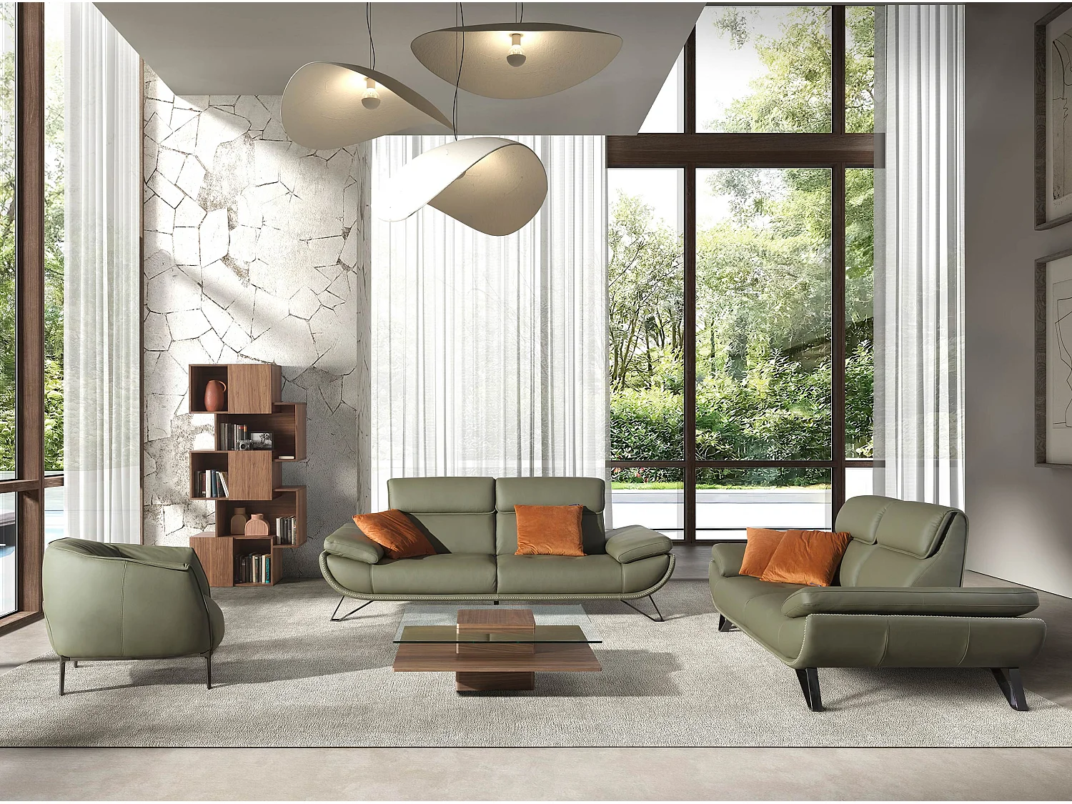 Table basse carrée en verre trempé et noyer 2017 ANGEL CERDA