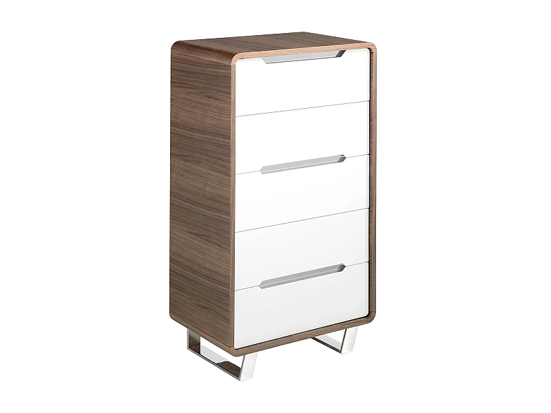 Cassettiera in legno di noce con cassetti bianchi e acciaio cromato   7111 ANGEL CERDA