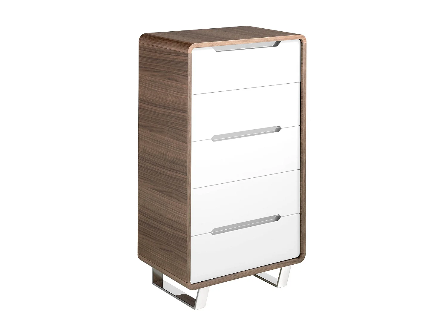 Chiffonnier bois blanc, noyer et acier chromé 7111 ANGEL CERDA