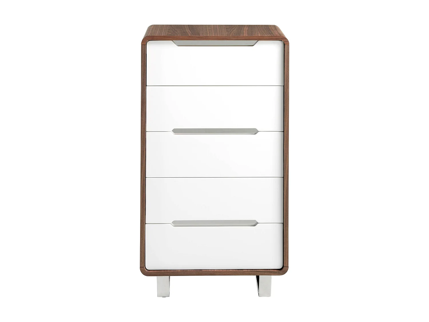 Chiffonnier bois blanc, noyer et acier chromé 7111 ANGEL CERDA