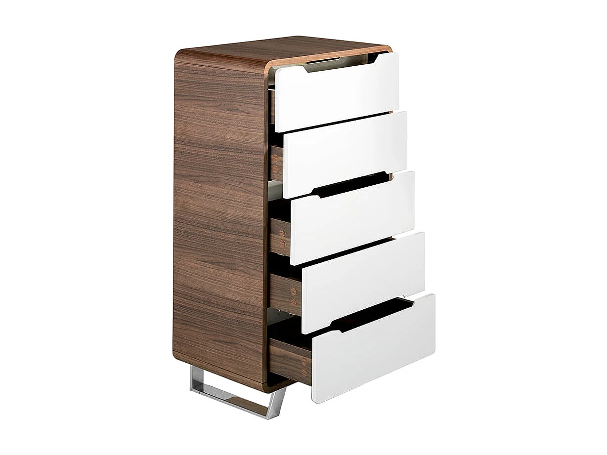 Chiffonier wit hout, walnoot en verchroomd staal 7111 ANGEL CERDA