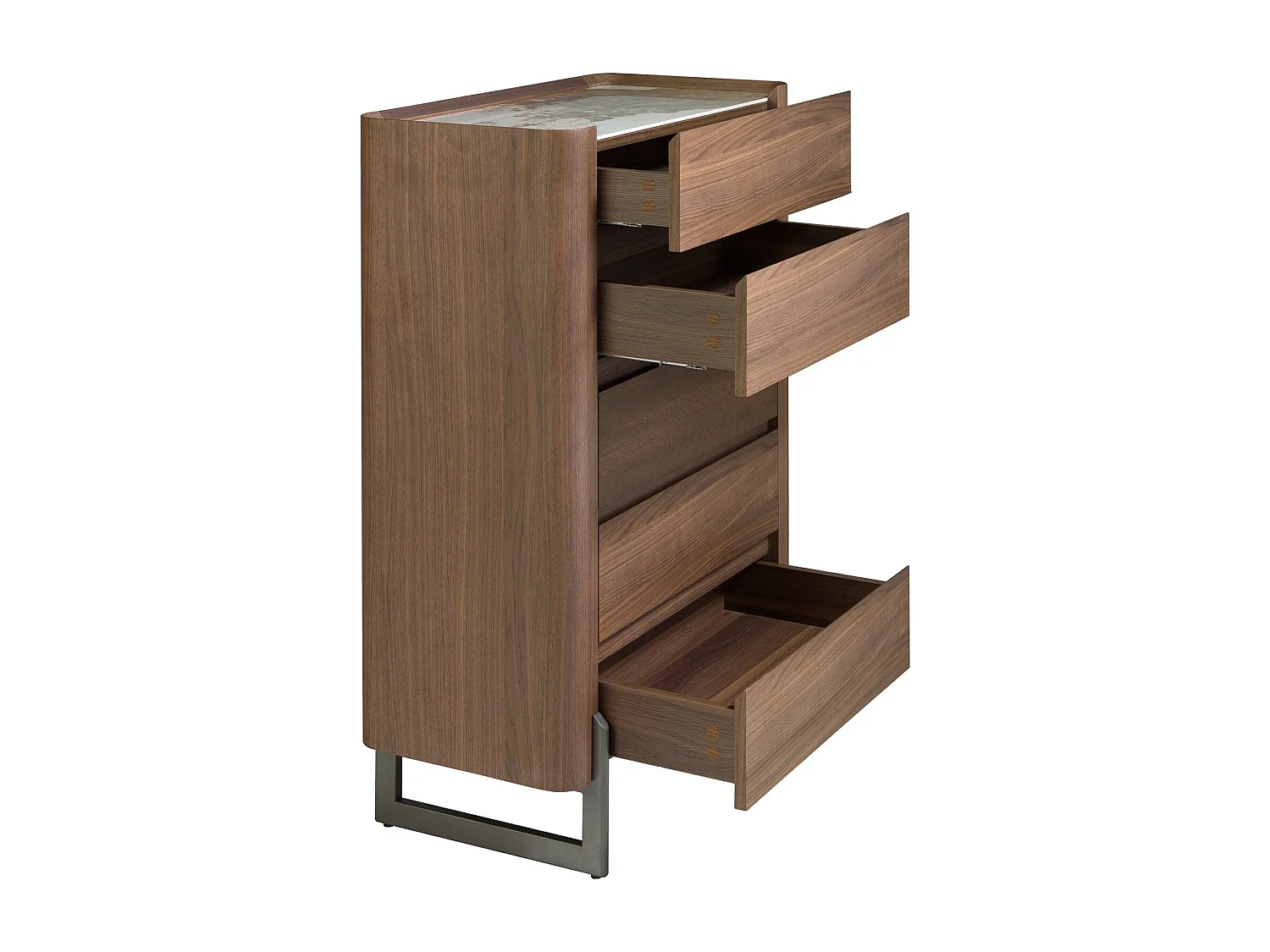 Chiffonier wit hout, walnoot en verchroomd staal 7111 ANGEL CERDA