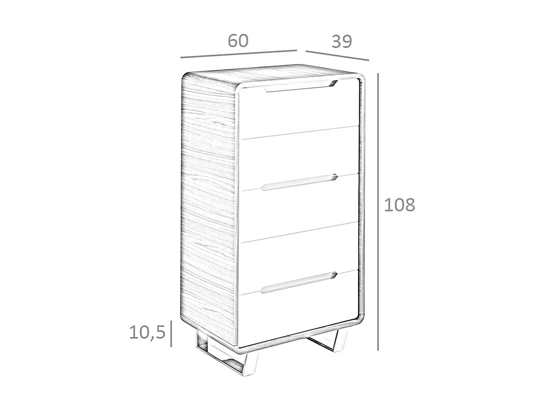 Chiffonier wit hout, walnoot en verchroomd staal 7111 ANGEL CERDA