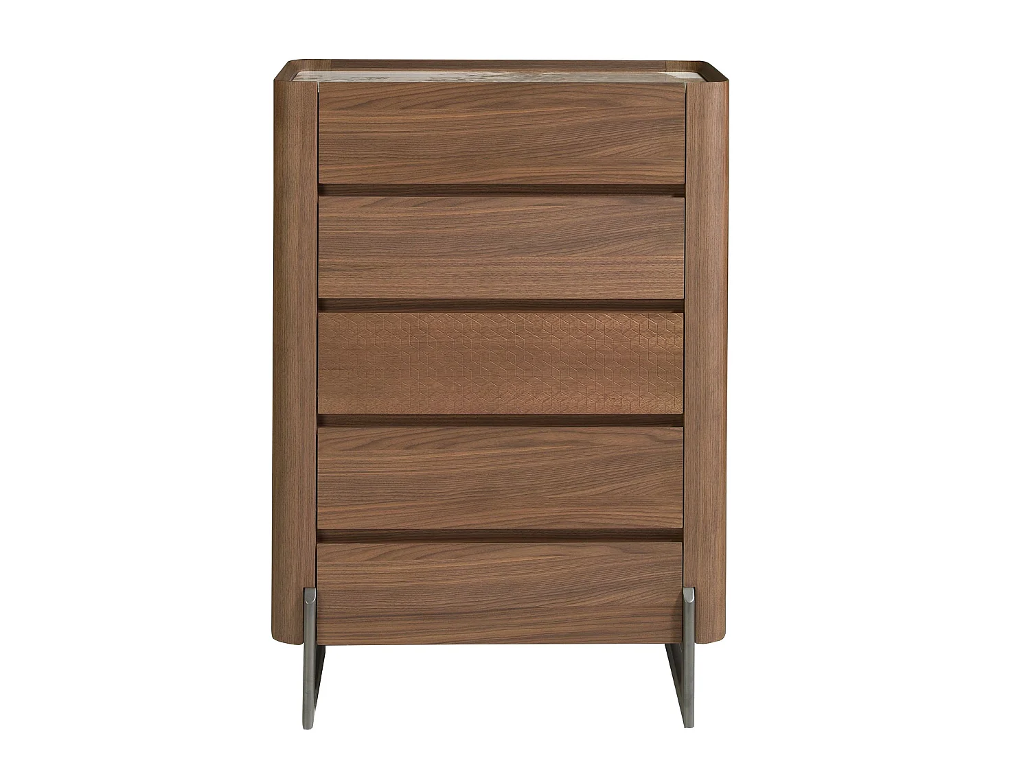 Kommode weißes Holz, Nussbaum und verchromter Stahl 7111 ANGEL CERDA