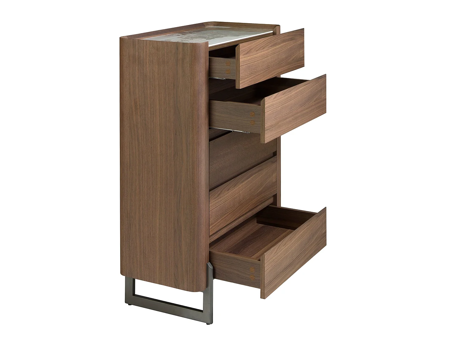 Kommode weißes Holz, Nussbaum und verchromter Stahl 7111 ANGEL CERDA