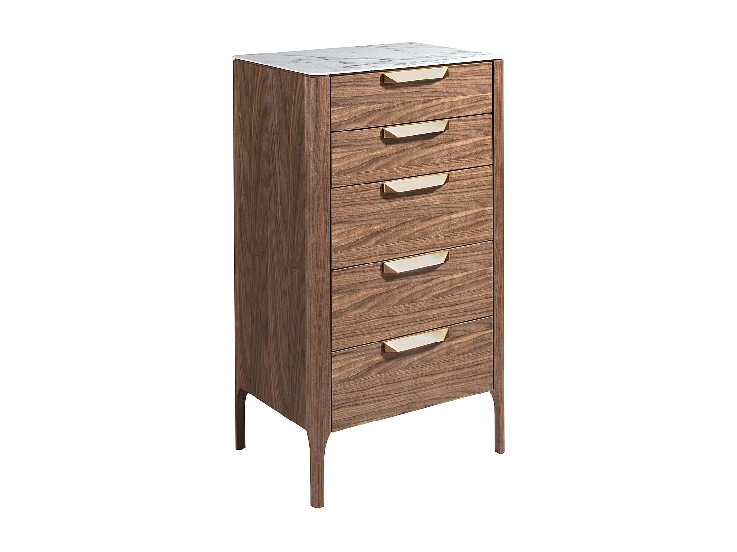 Notenhouten chiffonier met glazen blad in marmerlook 7039 ANGEL CERDA