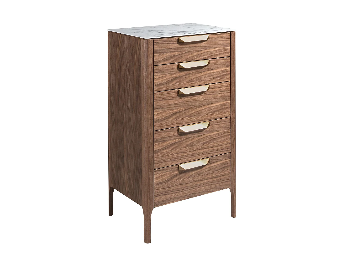 Notenhouten chiffonier met glazen blad in marmerlook 7039 ANGEL CERDA