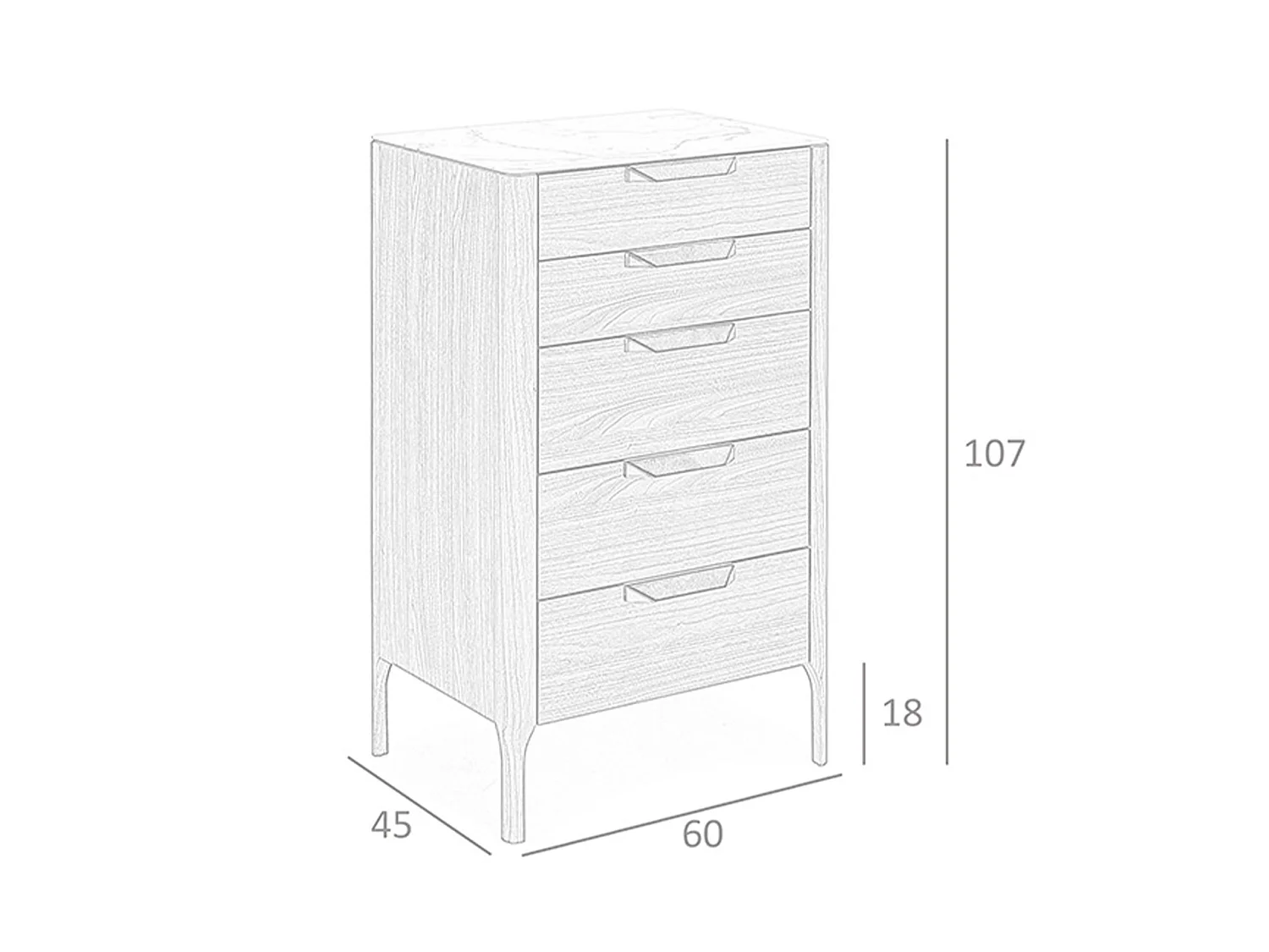 Notenhouten chiffonier met glazen blad in marmerlook 7039 ANGEL CERDA