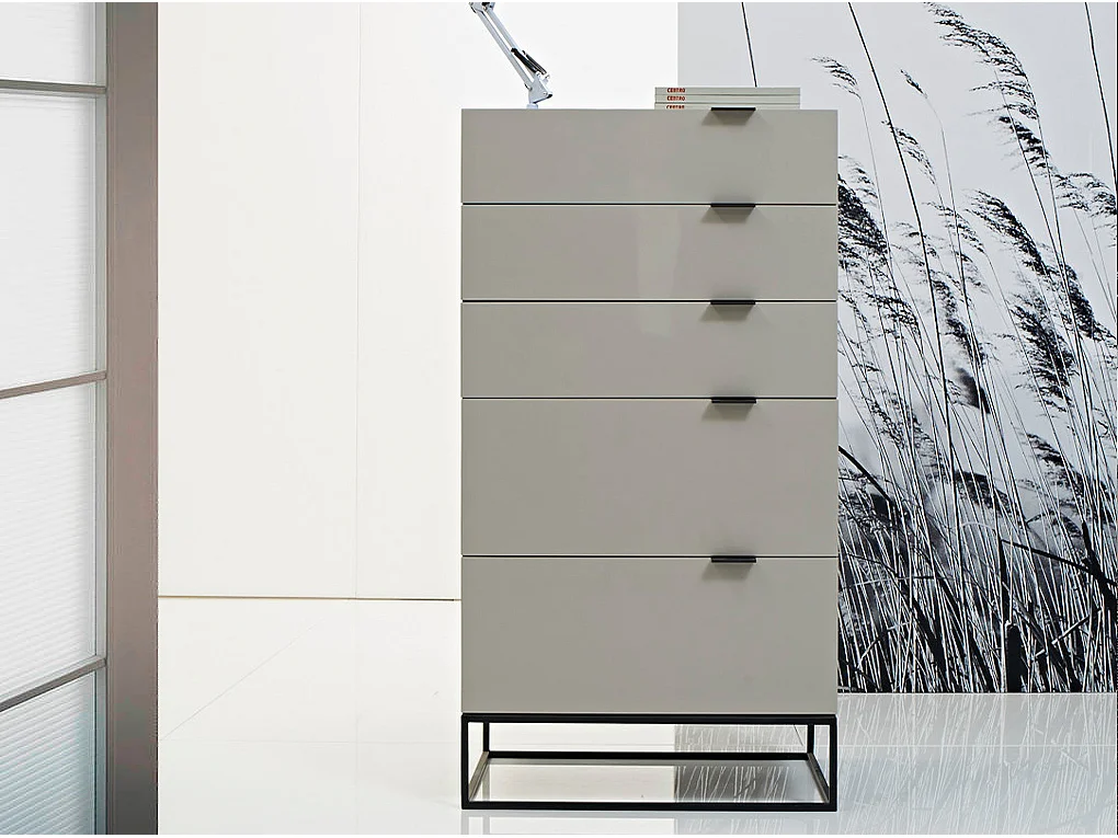 Szyfoniera szare drewno i czarna stal