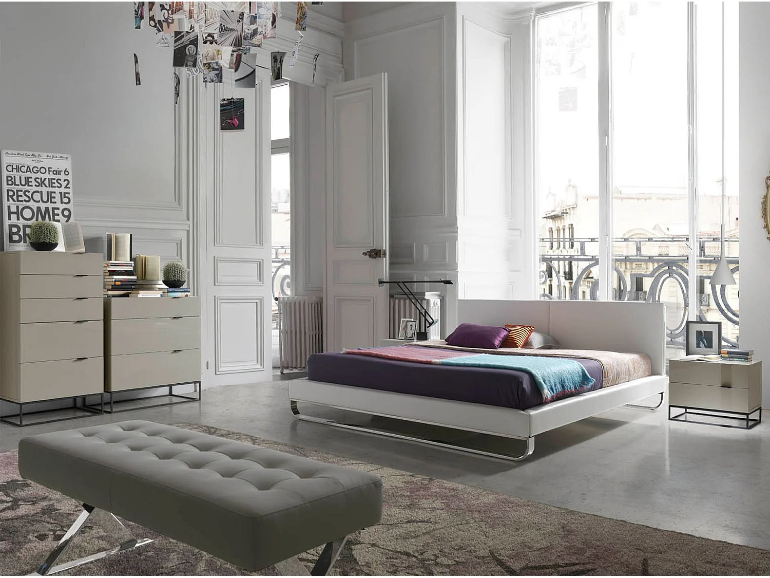 Chiffoniera legno grigio e acciaio nero 7019 ANGEL CERDA