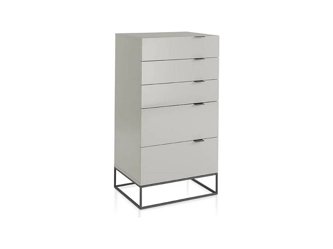 Cassettiera in legno grigio perla e acciaio nero   7019 ANGEL CERDA