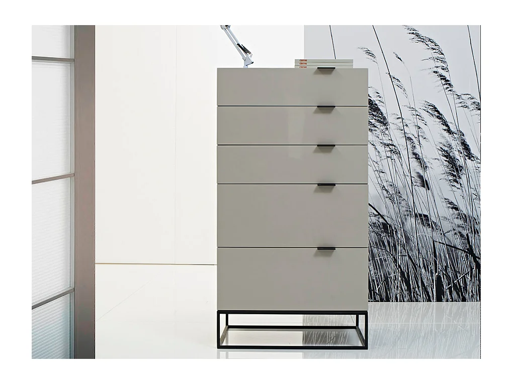 Graue Schubladenschrank mit schwarzen Stahlbeinen  7019 ANGEL CERDA