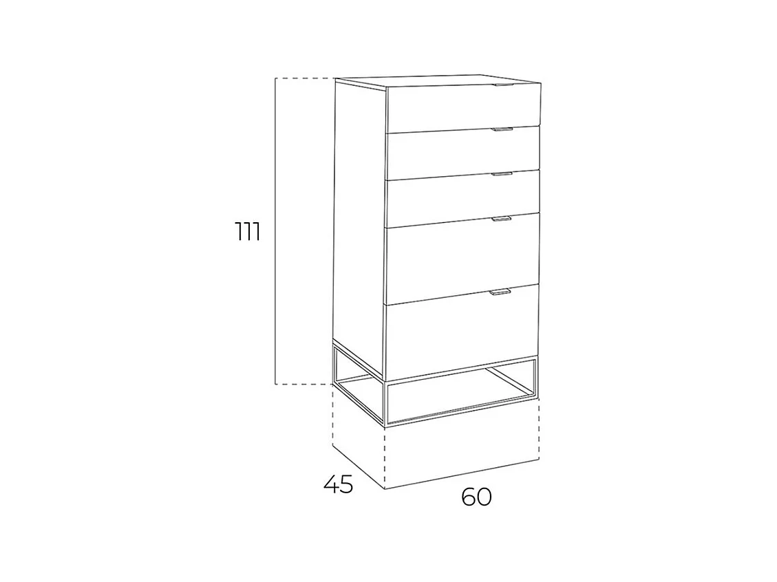 Graue Schubladenschrank mit schwarzen Stahlbeinen  7019 ANGEL CERDA