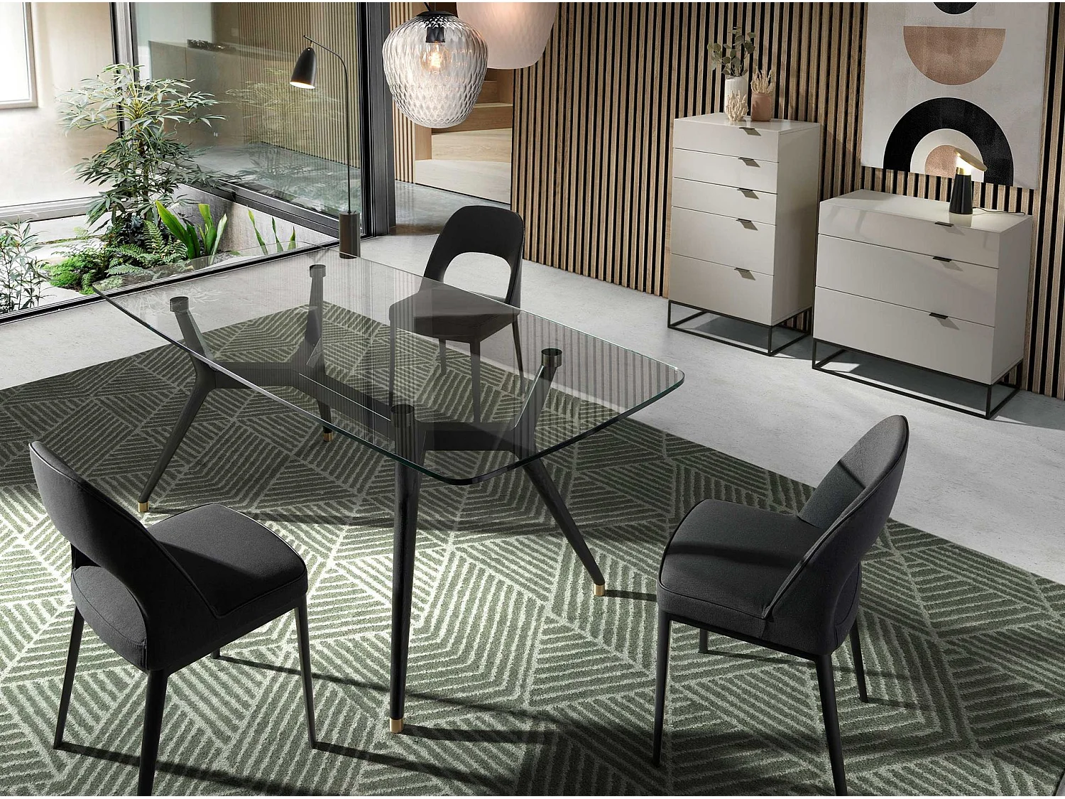 Chiffonnier bois gris et acier noir 7019 ANGEL CERDA