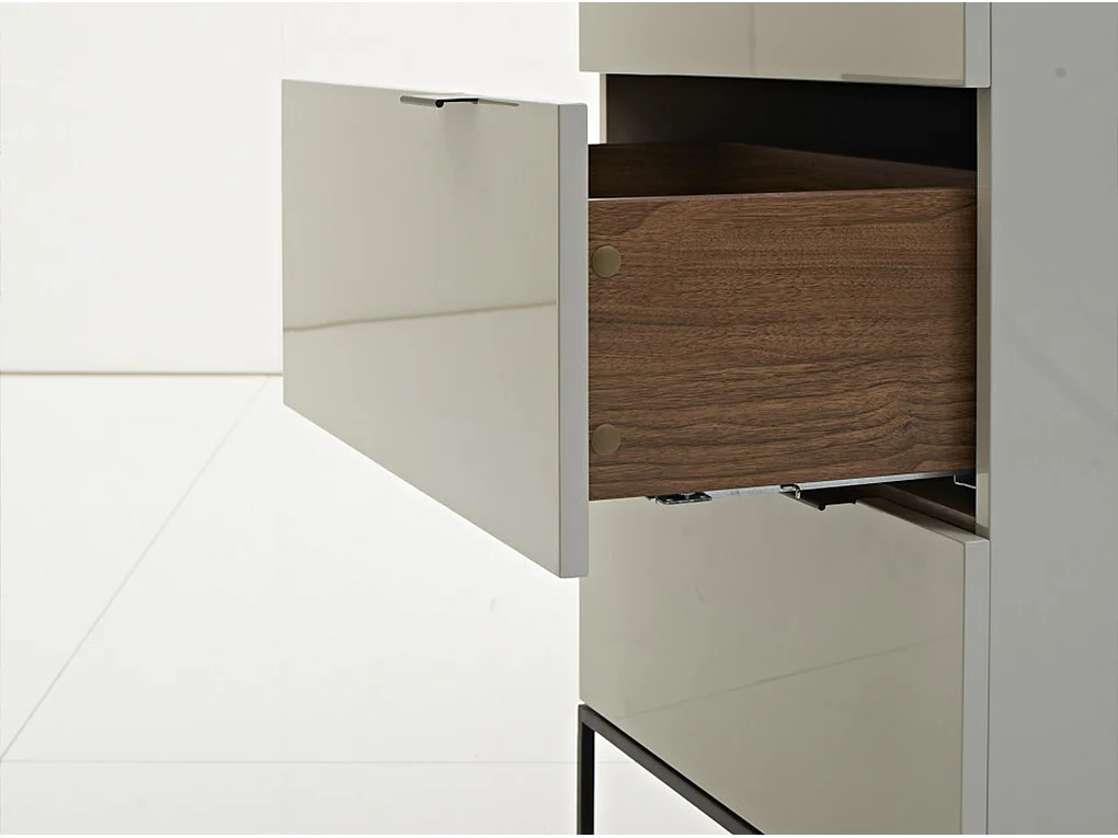 Chiffonier graues Holz und schwarzer Stahl 7019 ANGEL CERDA