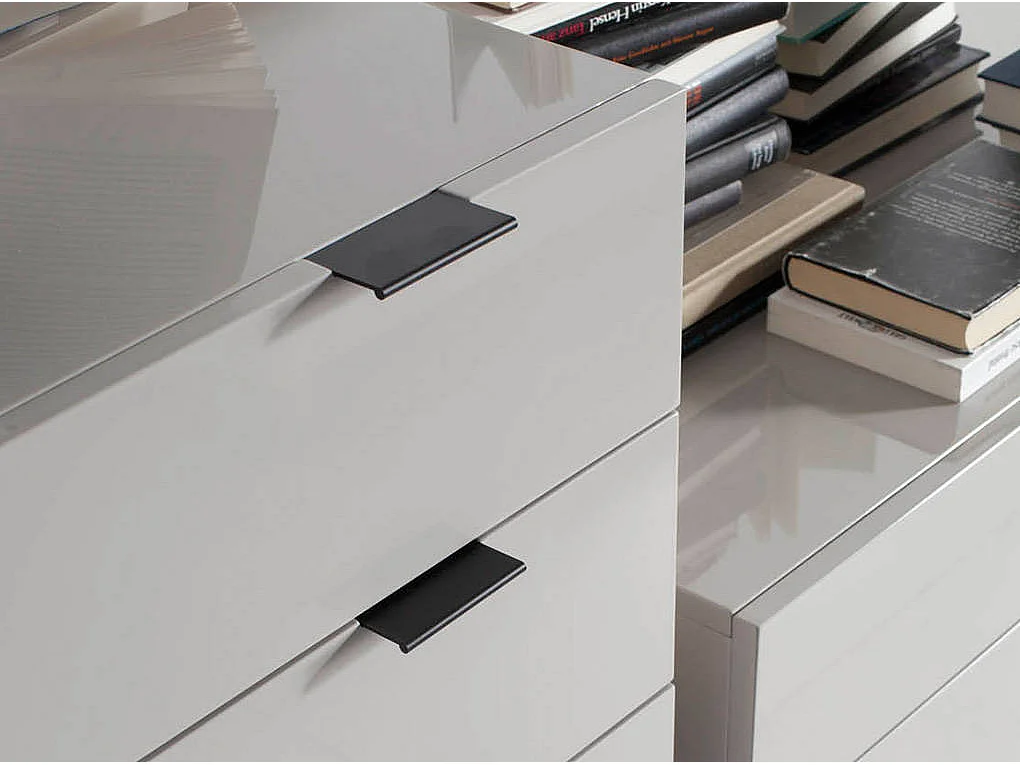 Chiffonier graues Holz und schwarzer Stahl 7019 ANGEL CERDA
