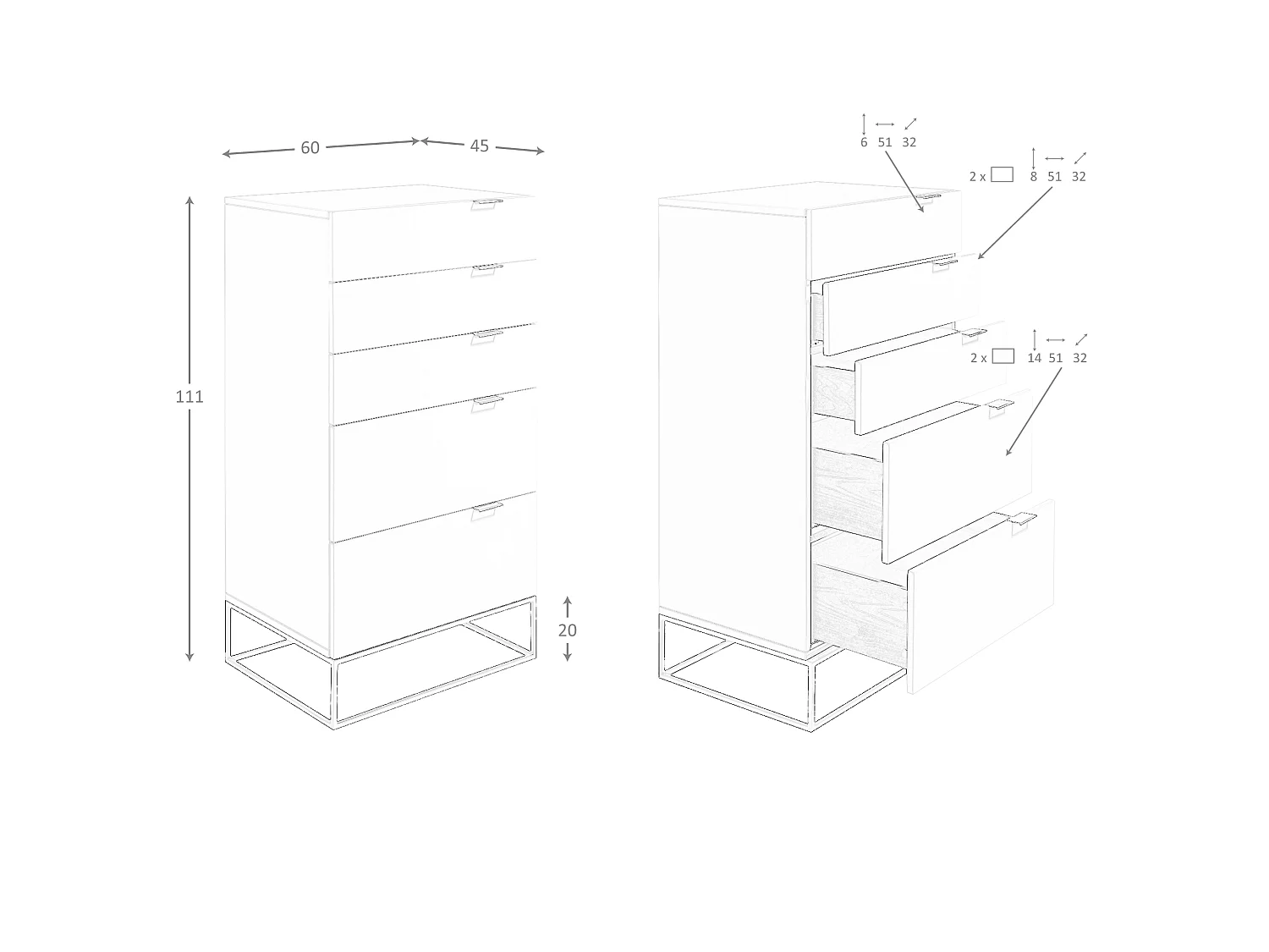 Chiffonier grijs hout en zwart staal 7019 ANGEL CERDA