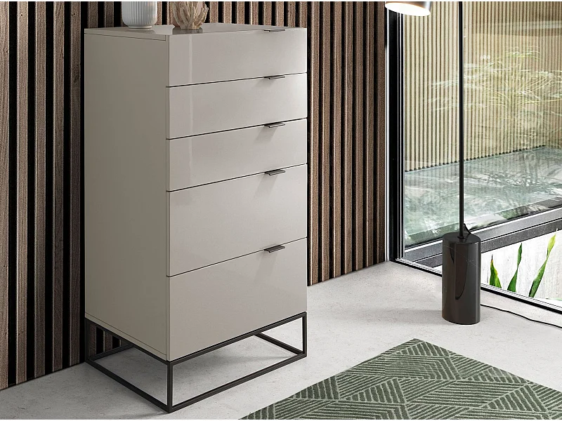 Chiffonier graues Holz und schwarzer Stahl 7019 ANGEL CERDA