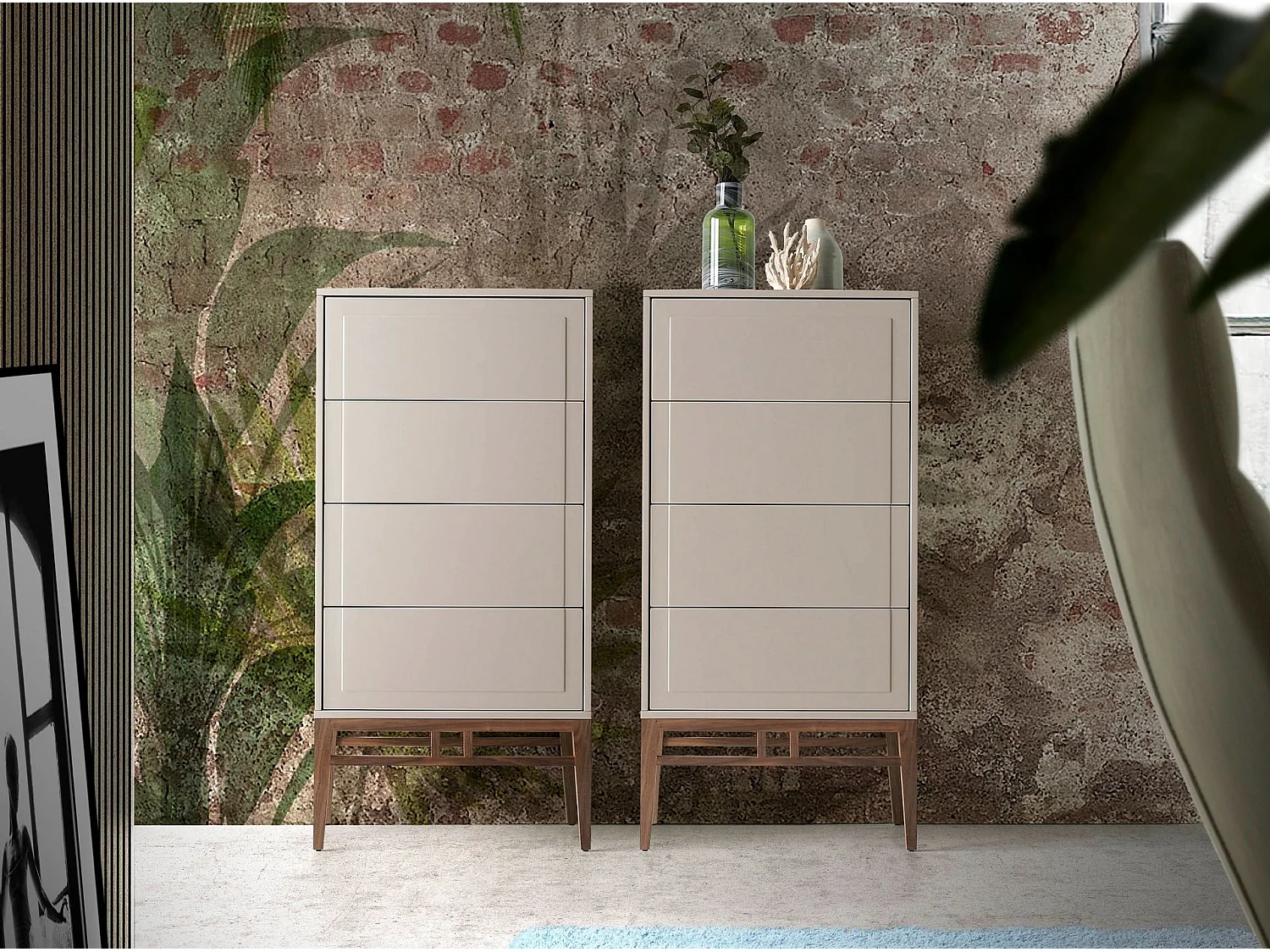 Chiffonnier beige et noyer 7036 ANGEL CERDA