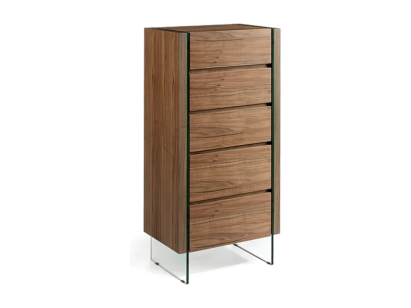 Cassettiera in legno di noce e vetro temperato   7041 ANGEL CERDA