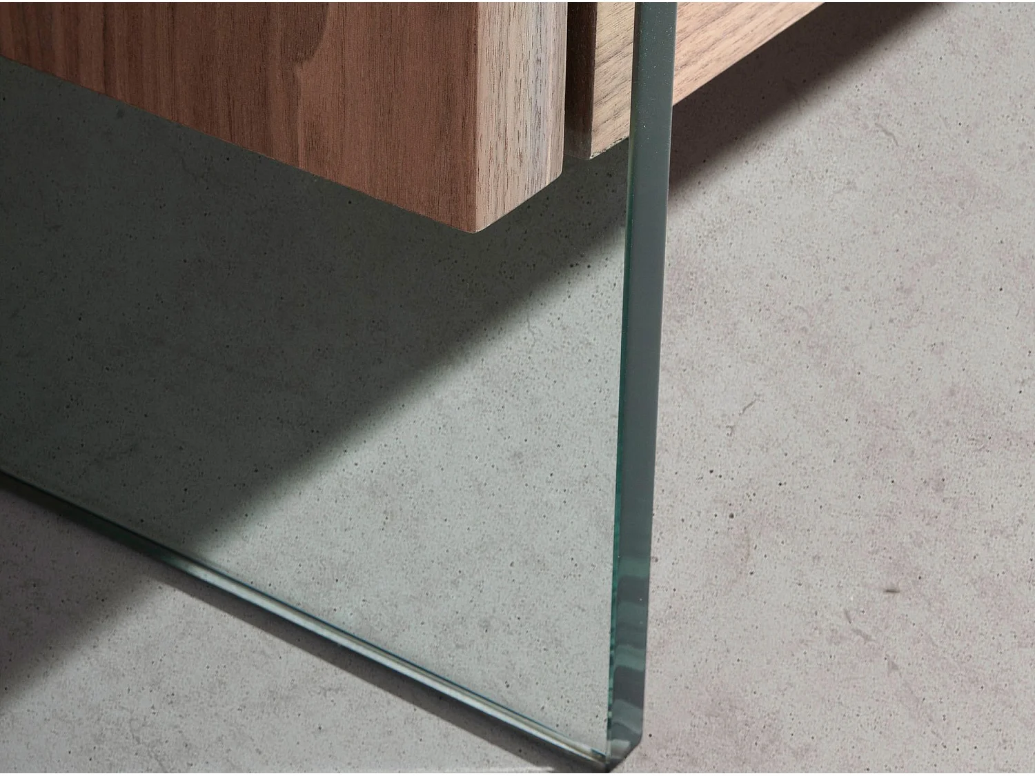 Chiffonnier noyer et verre trempé 7041 ANGEL CERDA