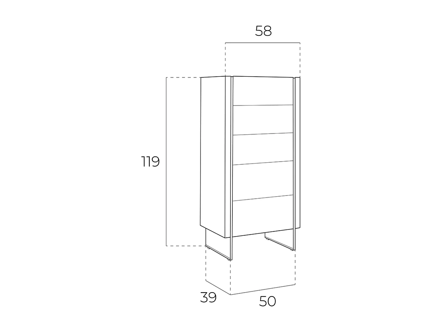 Chiffonnier noyer et verre trempé 7041 ANGEL CERDA