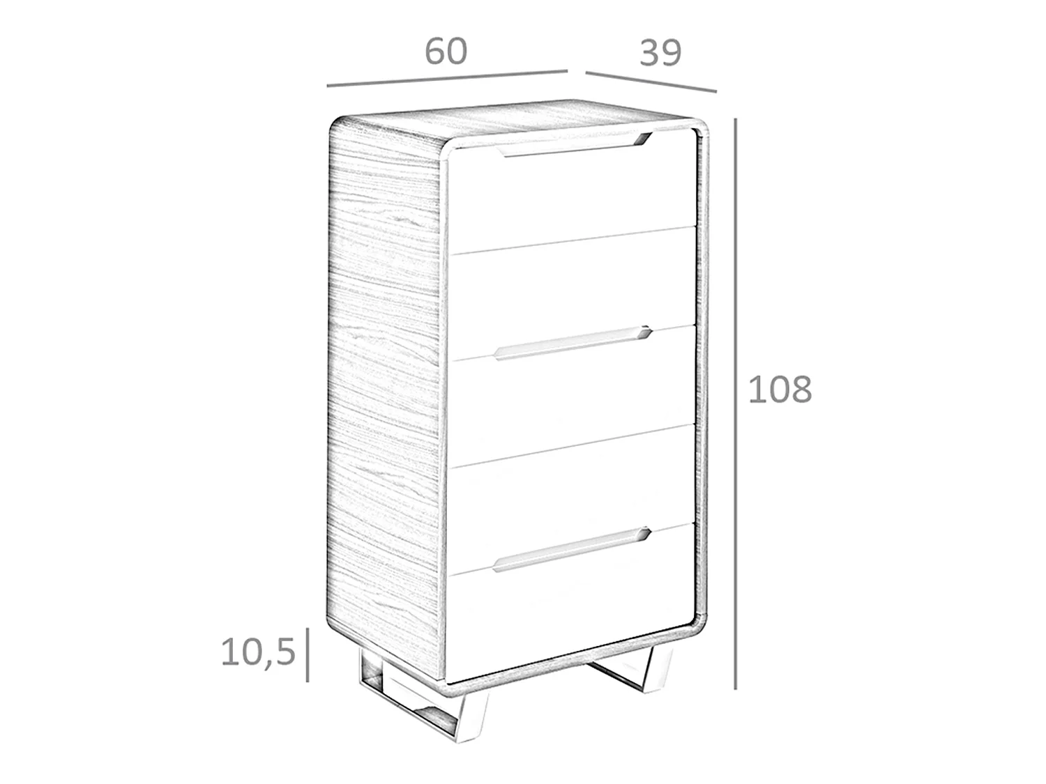 Chiffonier Nussbaum und gehärtetes Glas 7041 ANGEL CERDA