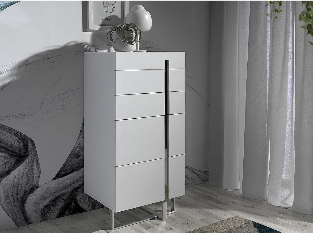 Chiffonier wit en verchroomd staal 7018 ANGEL CERDA