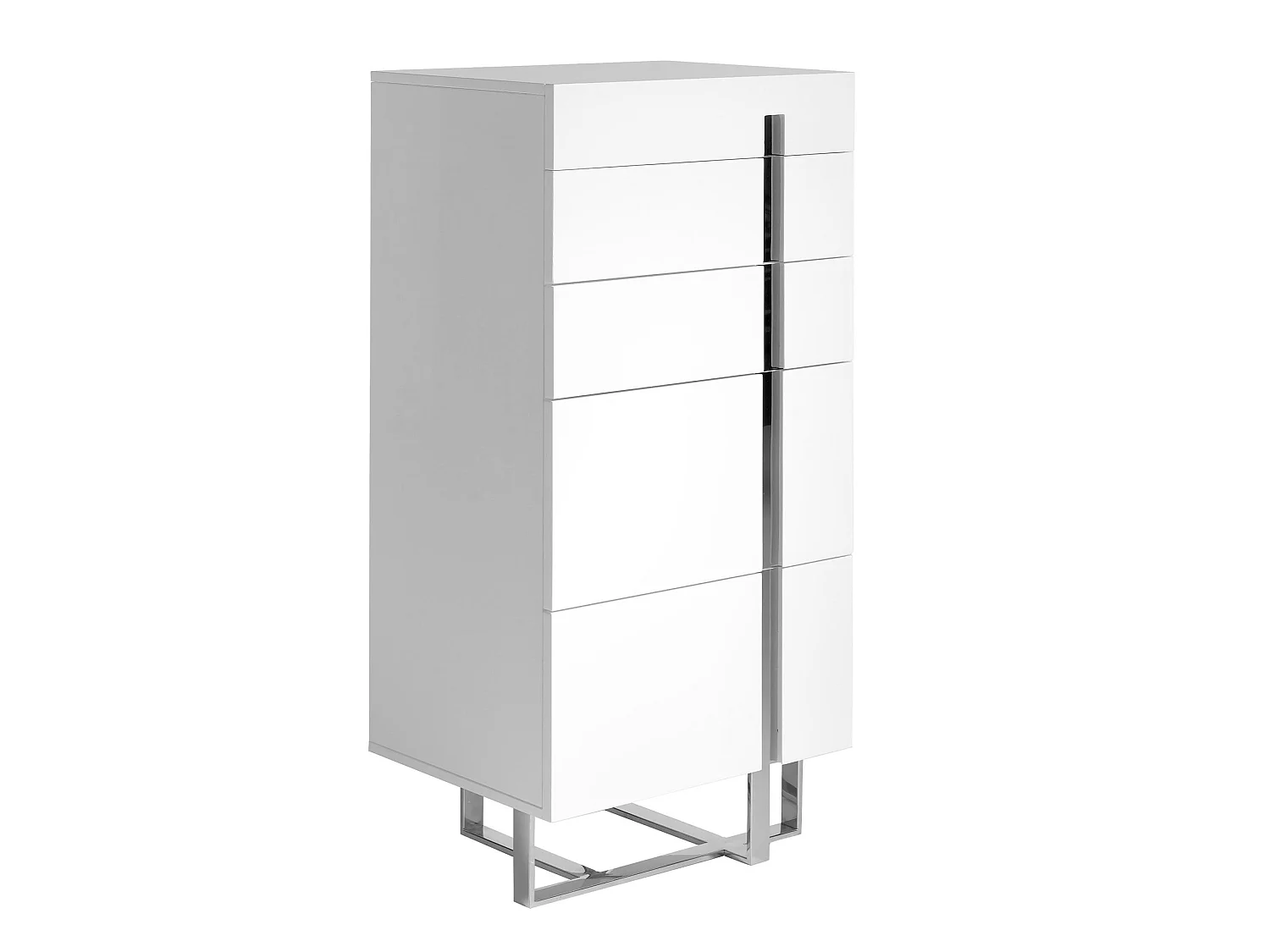 Chiffonnier bois blanc et acier chromé 7018 ANGEL CERDA