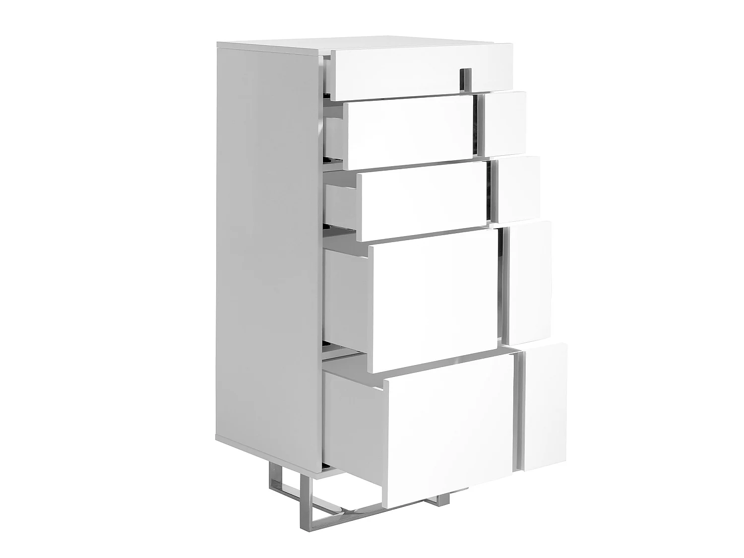 Chiffonnier bois blanc et acier chromé 7018 ANGEL CERDA