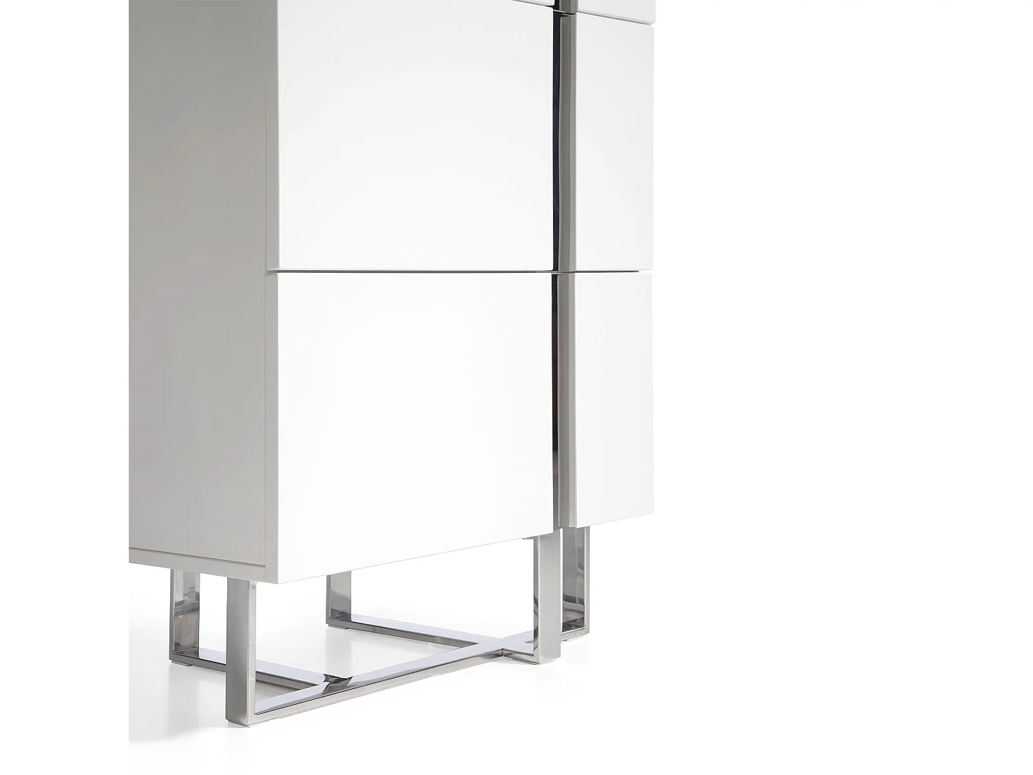 Chiffonnier bois blanc et acier chromé 7018 ANGEL CERDA