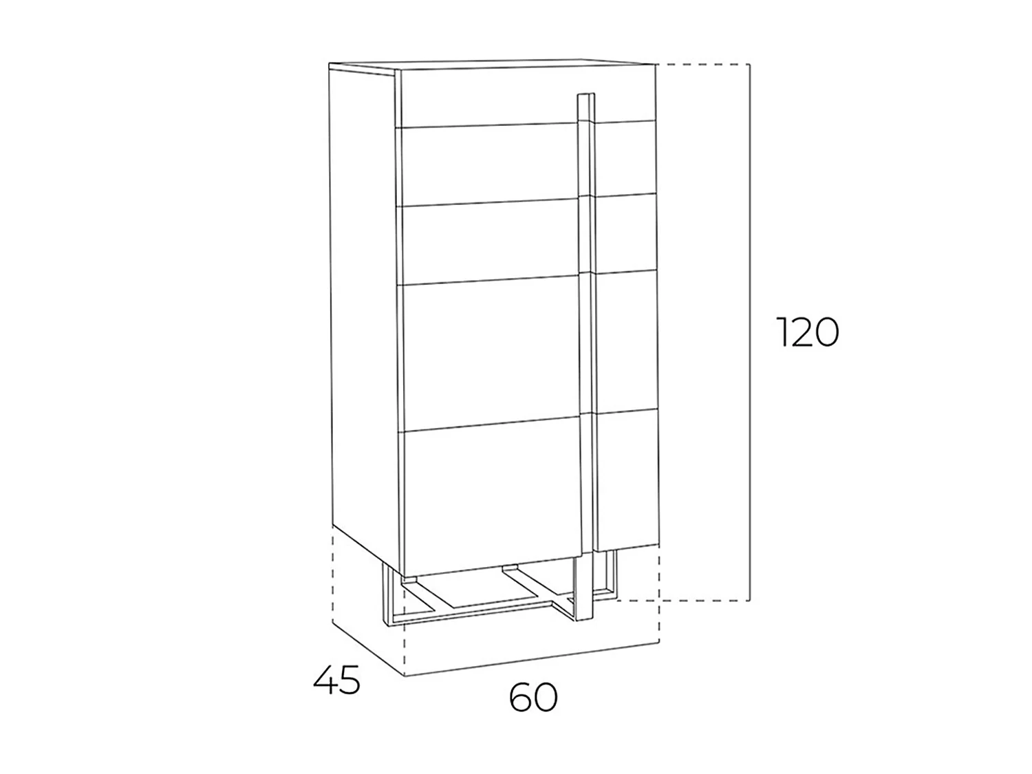 Chiffonnier bois blanc et acier chromé 7018 ANGEL CERDA