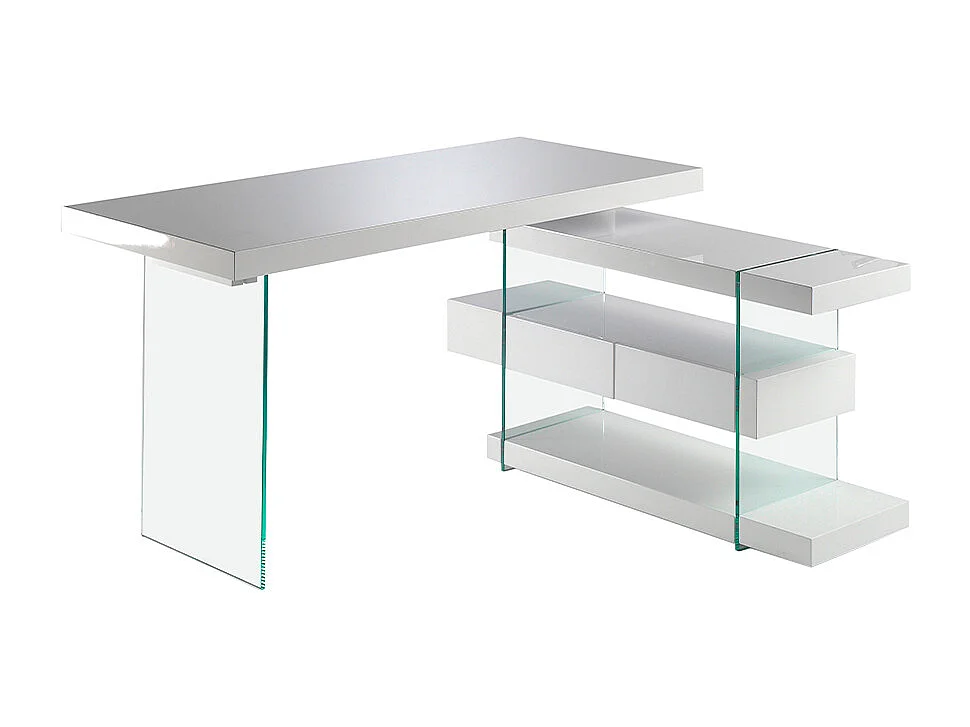 Bureau blanc et verre trempé 3002 ANGEL CERDA