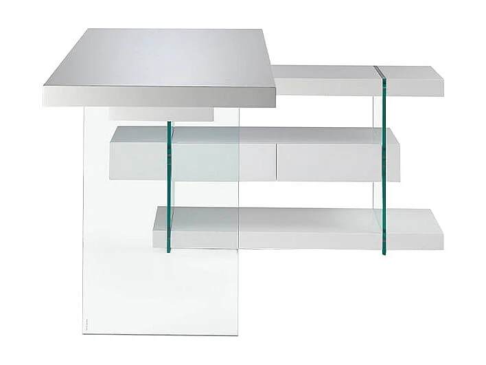 Bureau blanc et verre trempé 3002 ANGEL CERDA