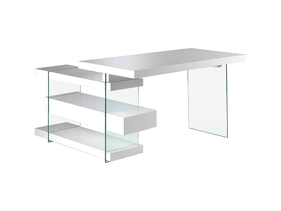 Bureau blanc et verre trempé 3002 ANGEL CERDA