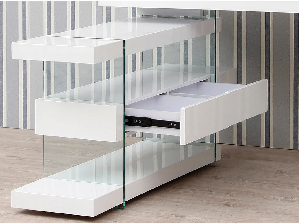 Bureau blanc et verre trempé 3002 ANGEL CERDA