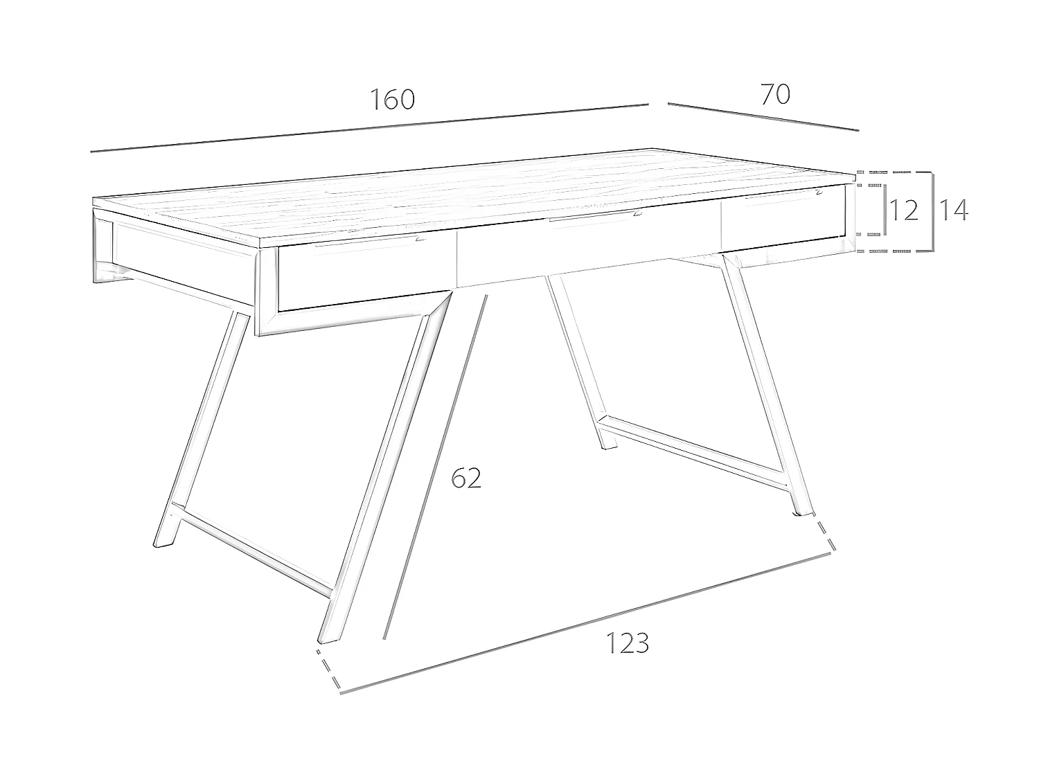 Bureau en bois de noyer et blanc 3134 ANGEL CERDA